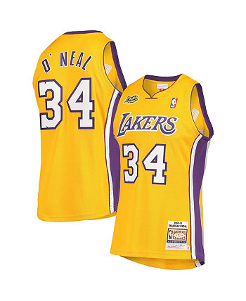 Мужская футболка Shaquille O'Neal Gold Los Angeles Lakers 2000 NBA Finals, аутентичная классика из лиственных пород джерси Mitchell & Ness