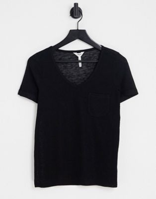 Черная футболка с v-образным вырезом Object Object
