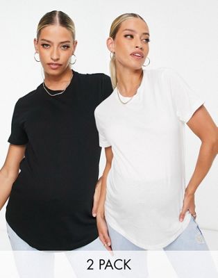 Комплект футболок с круглым вырезом из смесового хлопка ASOS DESIGN Maternity Ultimate, 2 пары ASOS Maternity