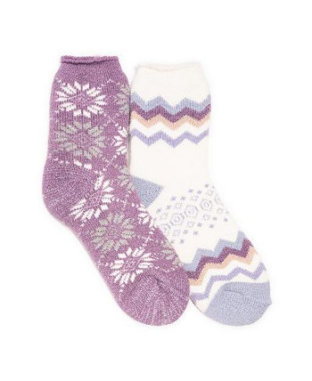 Women's 2 Pair Pack Heat Retainer Crew Socks Muk Luks