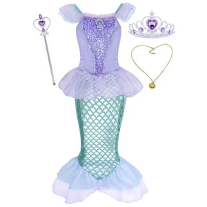 Jurebecia Little Mermaid Ariel Princess Dress up for Girls Cosplay Costume Birthday Party Christmas Fancy with Accessories Visit the Jurebecia Store