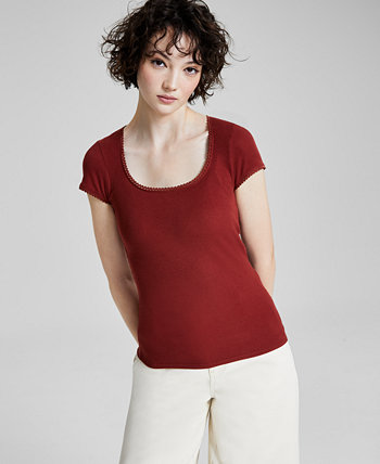 Женская футболка с короткими рукавами и отделкой пико, созданная для Macy's And Now This