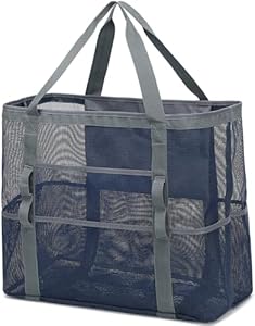 Сумка тоут Fammart Mesh Beach Bag, большая пляжная сумка с карманом на молнии для игрушек и необходимых вещей для отпуска Fammart