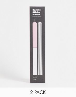 Упаковка Typo из 2 скульптурных свечей розового цвета. Typo