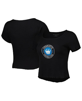 Женская черная футболка Charlotte FC Baby в рубчик Boxercraft
