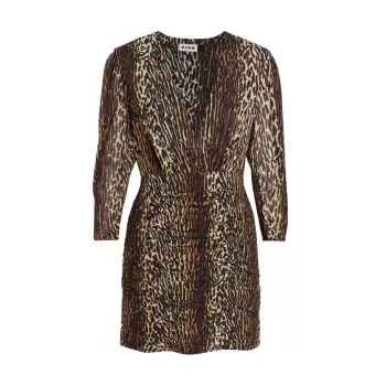 Мини-платье Golden Leopard из эластичного шелка RIXO