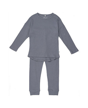 Unisex Waffle Knit Shirt and Pants Set, Toddler To Child Pouf