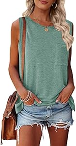 TECREW Women's Summer Sleeveless Crew Neck Tank Tops Casual Basic T Shirts Blouse Tecrew