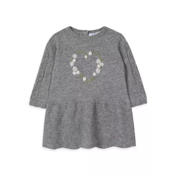 Для маленьких девочек &amp; Платье-свитер с цветочной вышивкой для маленькой девочки Tartine et Chocolat