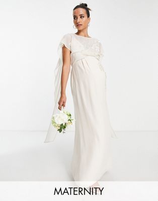 Платье макси цвета слоновой кости с вышивкой и завязками на спине Hope & Ivy Maternity Bridal Hope & Ivy Maternity