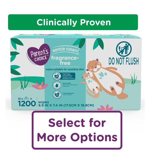 Parent's Choice Fragrance Free Baby Wipes, 600 Count (Select for More Options) Parent's Choice