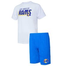 Мужская футболка Concepts Sport Royal/белый комплект для сна с футболкой и шортами Los Angeles Rams Downfield Unbranded