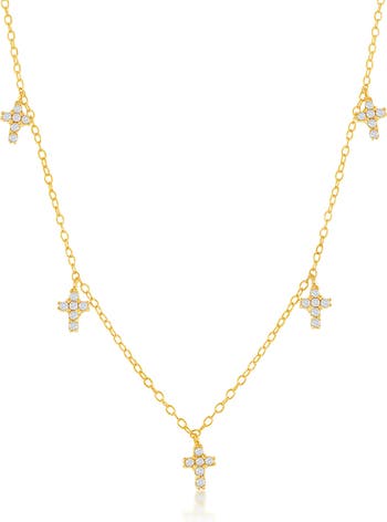 Ожерелье с подвеской в виде креста из золота Vermeil CZ SIMONA