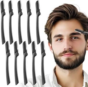 10Pack Folding Eyebrow Razors,Dermaplane Razor for Men, Multi-Function Facial Shaver Practical Hair Remover Blade Foldable Peach Fuzz Removal Dermaplaner to Exfoliate & Refresh the Skin(Black) Andibro