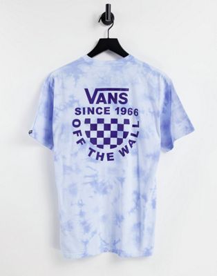 Синяя футболка с принтом тай-дай и логотипом Vans Checker на спине Vans