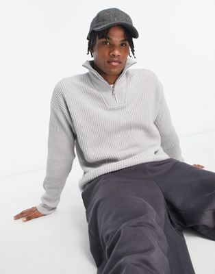 Светло-серый свитер в рубчик с воротником-воронкой New Look New Look