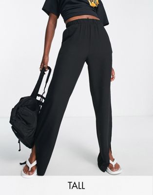 Only Tall tailored side split pants in black Only Tall