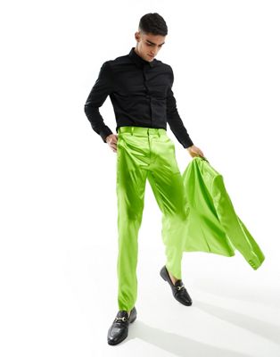 Зеленые атласные брюки-скинни ASOS DESIGN ASOS DESIGN