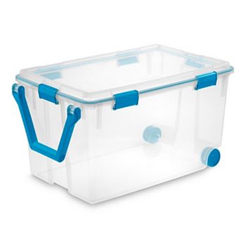 Sterilite 120 Qt Wheeled Gasket Box Stackable Storage Bin With Latch Lid, 3 Pack Sterilite