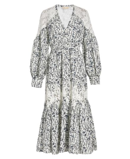 Платье макси из смесовой льняной ткани с цветочным принтом BYTIMO