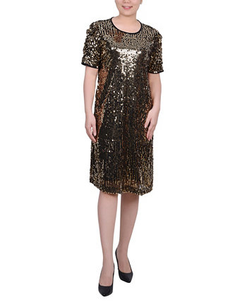 Женское платье-футляр с короткими рукавами и пайетками NY Collection
