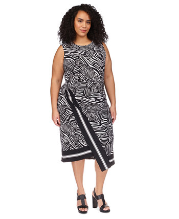 Plus Size Zebra-Print Faux Wrap Midi dress Michael Kors