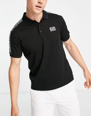 Черная футболка-поло с тесьмой Armani EA7 EA7