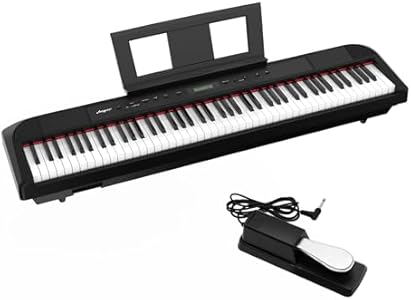 Digital Piano, Full Size 88 Key Weighted Hammer Keyborad Piano, Portable Electric Keyboard Piano for Beginner/Adults with Sustain Pedal, Power Supply, And Built in Speakers (With Wood Stand) Gaomon