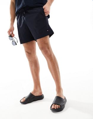Tommy Hilfiger Essential medium drawstring swim shorts in navy Tommy Hilfiger