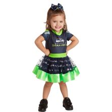 Girls Toddler College Navy Seattle Seahawks Tutu Tailgate Game Day V-Neck Costume Unbranded