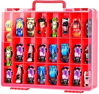 FULLCASE Toys Organizer Storage Compatible with Hot Wheels Car, Container for Matchbox Cars, Mini Toy, Small Dolls, Double Sided Carrying Box for Hotwheels - 48 Compartments (Case Only) Black Fullcase