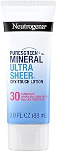 Neutrogena Mineral UltraSheer Dry-Touch SPF 30 Sunscreen Lotion, Water-Resistant Broad-Spectrum UVA/UVB Protection, Skin Nourishing, Lightweight With Vitamin E, Oxybenzone-Free, 3.0 fl. oz Neutrogena