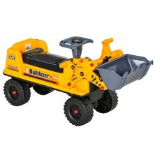 Qaba Kids Ride On Construction Front Loader Tractor Excavator Scooter w/ Controllable Digging Bucket Safe and Fun Vehicle Toy for Toddlers Yellow Qaba