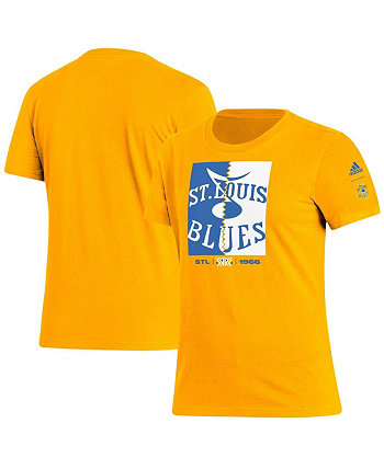 Женская золотая футболка St. Louis Blues Reverse Retro 2.0 Playmaker Adidas
