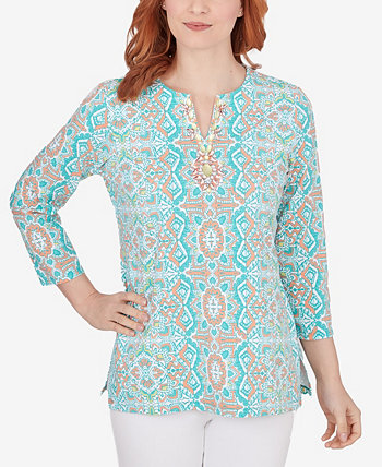 Petite Medallion Stretch Knit Top Ruby Rd.