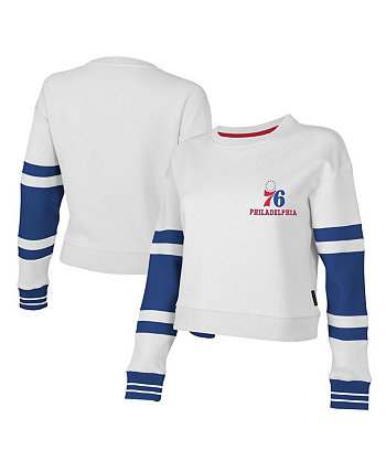 Женский укороченный пуловер белого цвета Philadelphia 76ers Scrimmage Stadium Essentials