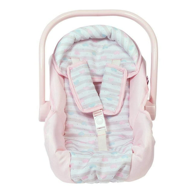 Adora Stylish Baby Doll Car Seat with Removable Seat Cover, 20 inches Tall - Pastel Pink Hearts Adora