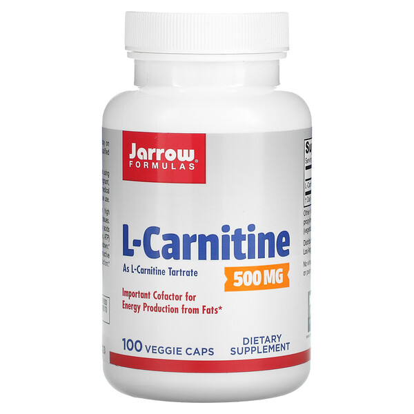 L-карнитин 500, 500 мг, 100 вегетарианских капсул Jarrow Formulas