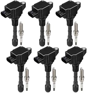 Set of 6 UF550 Ignition Coil Pack and 1406 Spark Plugs Compatible with Nissan Altima Maxima Murano Pathfinde 350Z Quest Infiniti G35 EX35 FX35 JX35 M35 QX60 Q50 G25 M35h Q70 3.5 3.5L V6 C1670 SYKRSS