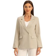 Double Breasted Work Office Blazer For Women Long Sleeve Blazers Suit Jacket With Pocket ALLEGRA K