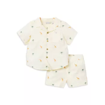 Baby Girl's Graphic Linen &amp; Cotton-Blend Shirt &amp; Shorts Set Janie and Jack