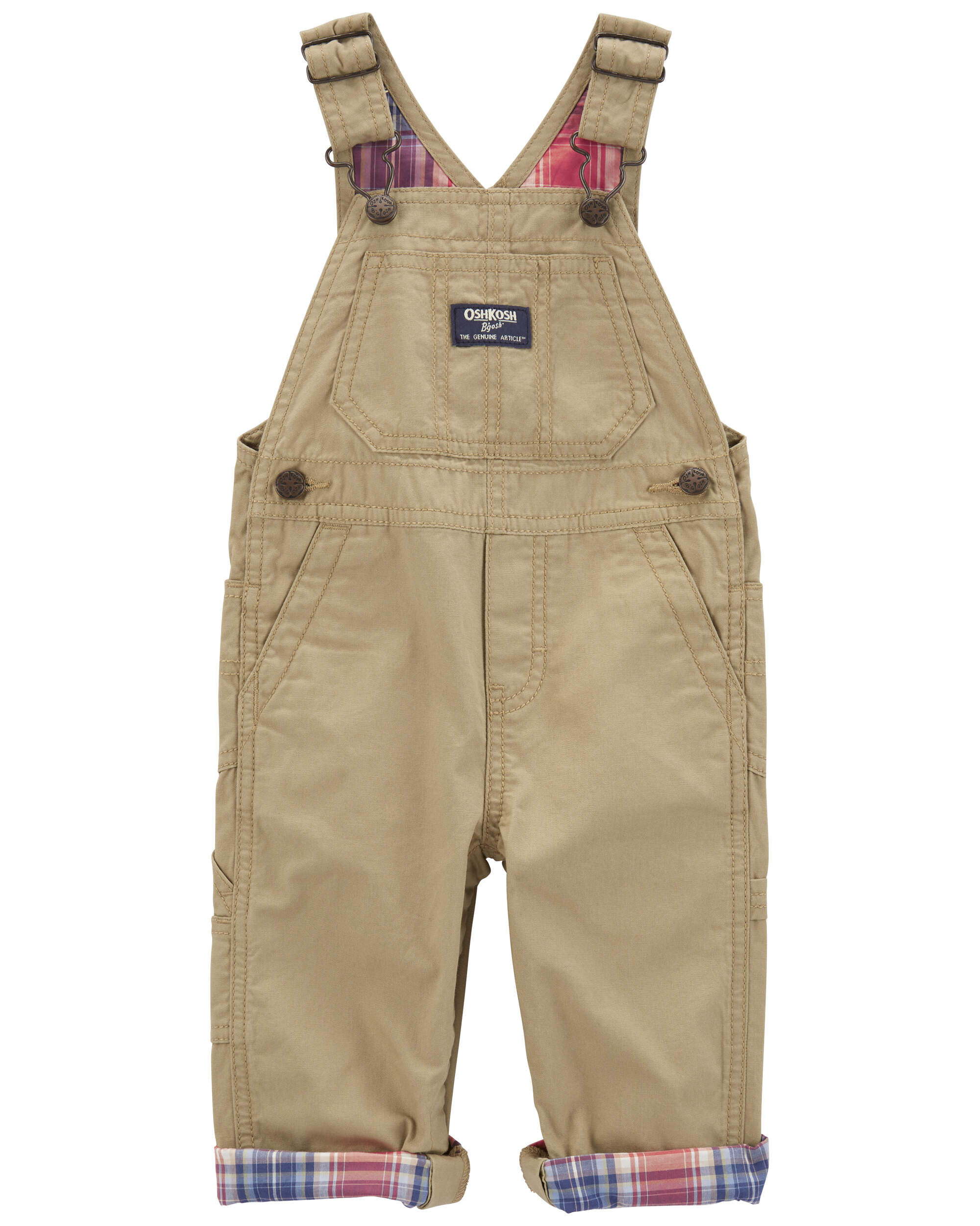 Baby Classic Plaid-Lined Canvas Overalls Carter's