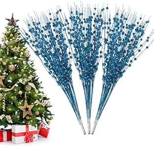 Christmas Artificial Glitter Berry Stem Decorations Decorative Bead Sticks Xmas Picks Glittery Twigs Branches for Christmas Tree Wreath Gift Vase Home Decor Party Ornaments Black 24 PCS Losris