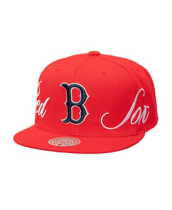 Men's Red Boston Red Sox Just Don x MLB Lux Script Snapback Hat Mitchell & Ness