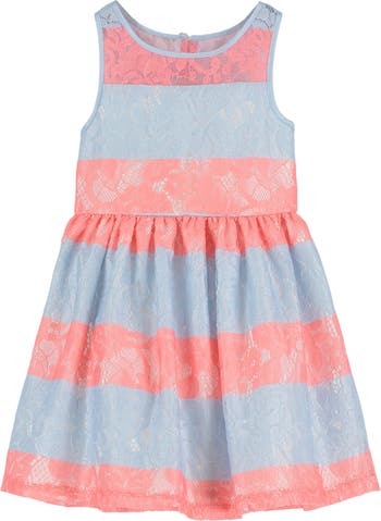 Stripe Print Lace Fit & Flare Dress Pippa & Julie