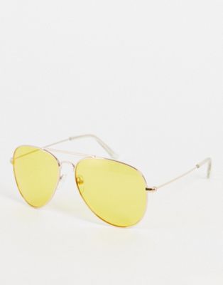 Желтые солнцезащитные очки-авиаторы в металлической оправе Madein Madein.