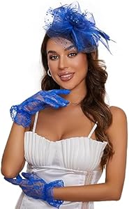 Заколка для волос Harimea Fascinator с клипсой, шляпа для свадьбы, коктейльной вечеринки, чая и короткие шелковые перчатки с бантиком для женщин Harimea