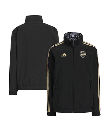 Черная двусторонняя куртка Big Boys Arsenal 2023/24 Anthem Ian Wright с молнией во всю длину Adidas