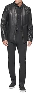 DKNY Mens Modern Lamb Leather Racer Jacket DKNY