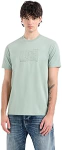 Armani Exchange Men's Central Rectangle with Embroidered Inside Regular Fit Cotton Jersey Tee A｜X Armani Exchange